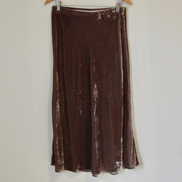 Banana Republic Taupe Velvet Midi Slip Skirt Gray Brown Flared Party Size Small - Picture 3 of 13